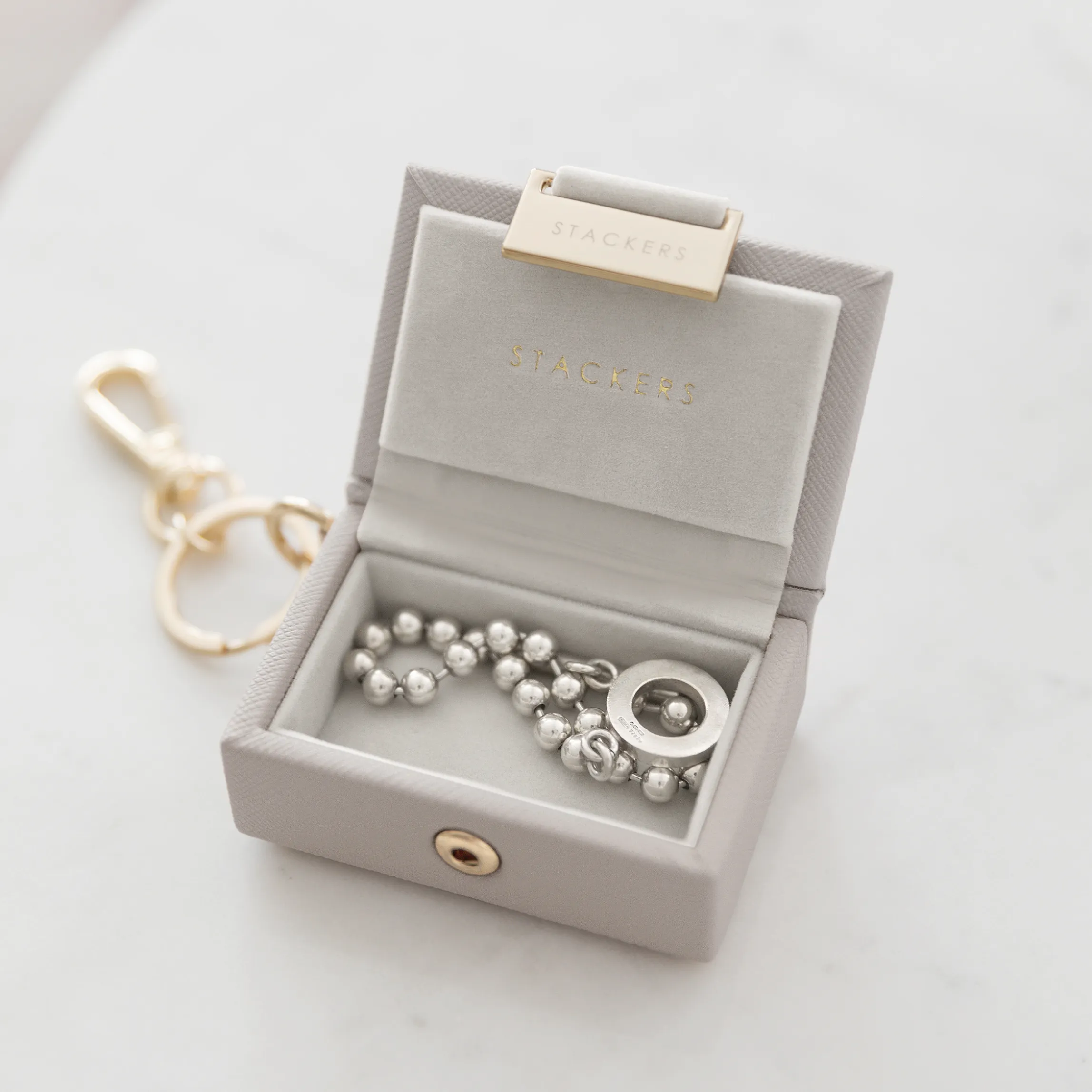 Nano Jewellery Box Keyring Gift Wrapped - Taupe