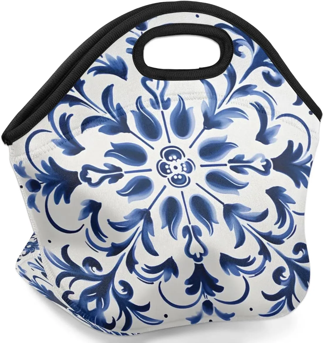 Neoprene Lunch Bags Porcelain Boho Pattern Insulated Lunch Box Women Lunch Tote Bag Reusable Lunch Container Box Meal Prep Bags Washable Food Handbags for Work Picnic Travel