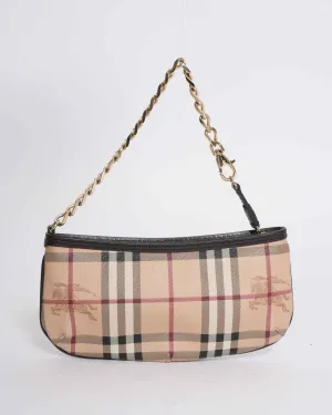New Burberry Nova Check Accessory Pouch  PVC Beige Checkered Bag