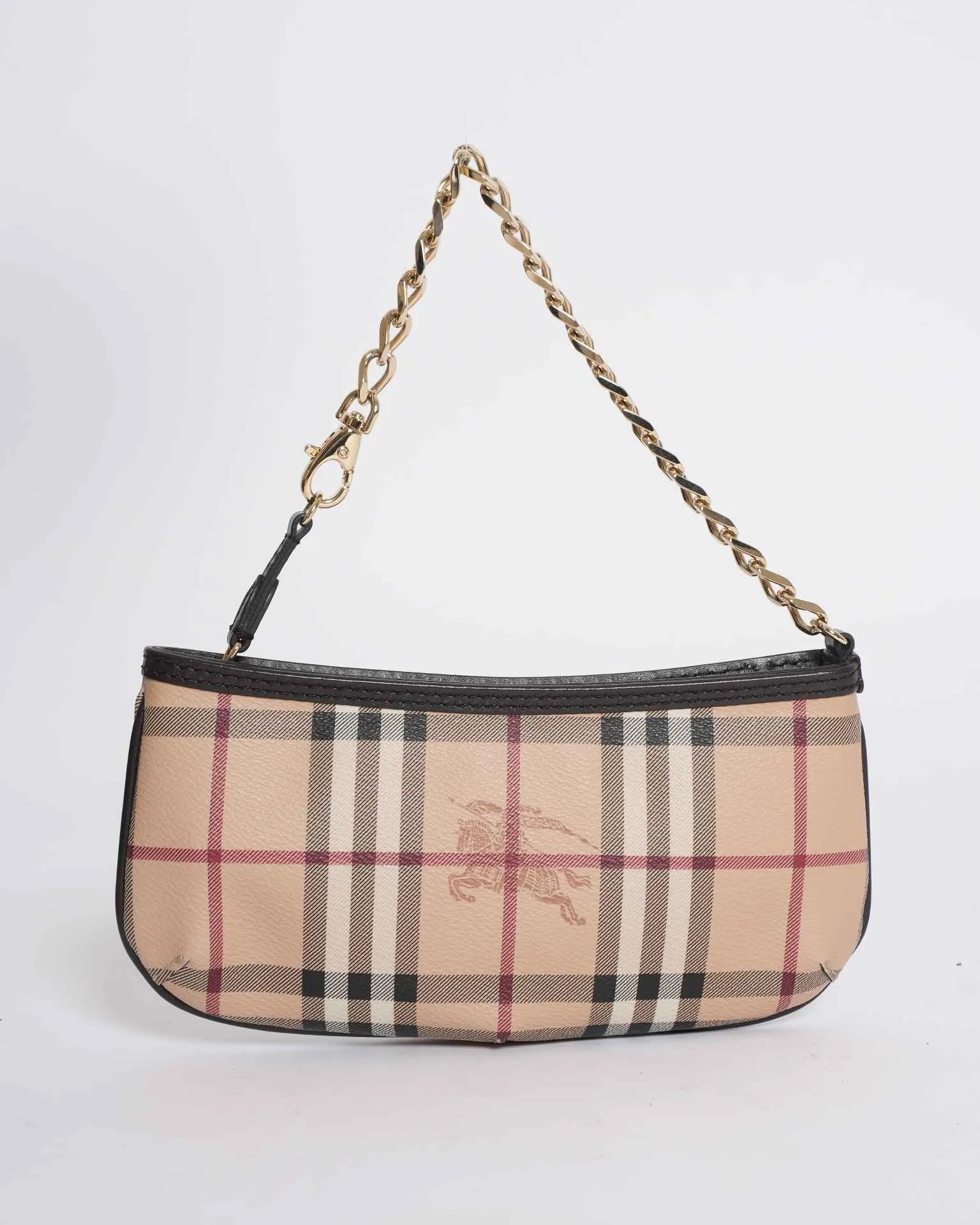 New Burberry Nova Check Accessory Pouch  PVC Beige Checkered Bag