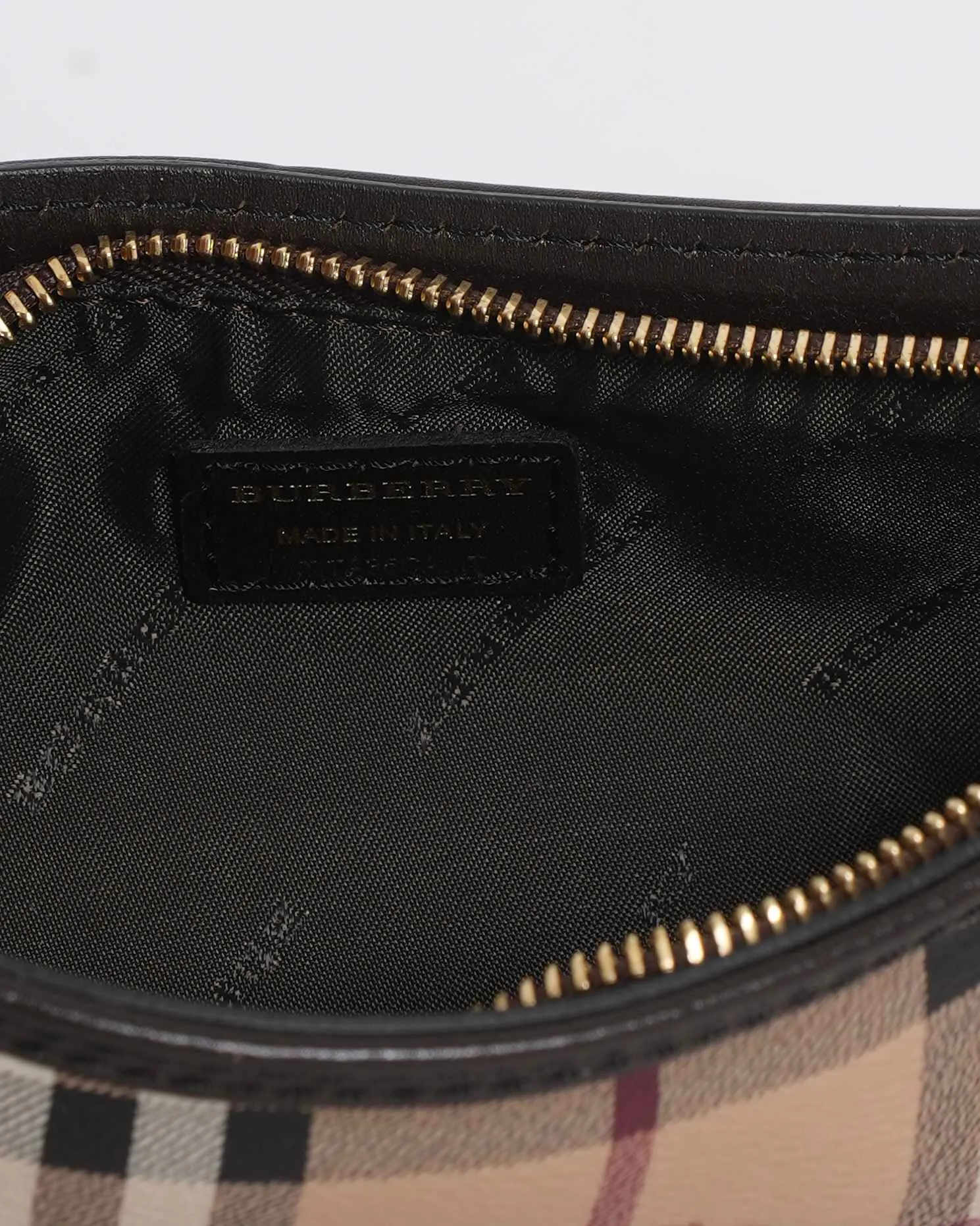 New Burberry Nova Check Accessory Pouch  PVC Beige Checkered Bag