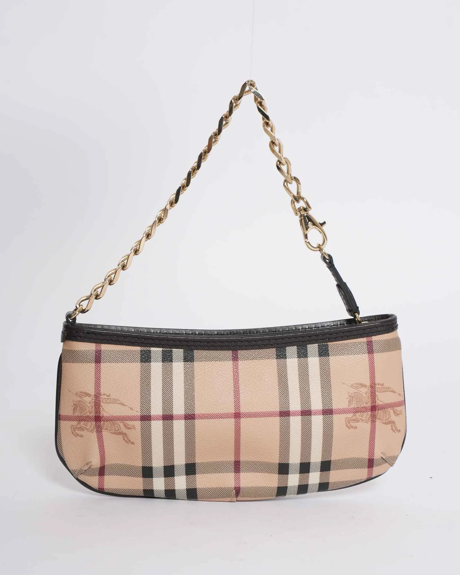 New Burberry Nova Check Accessory Pouch  PVC Beige Checkered Bag