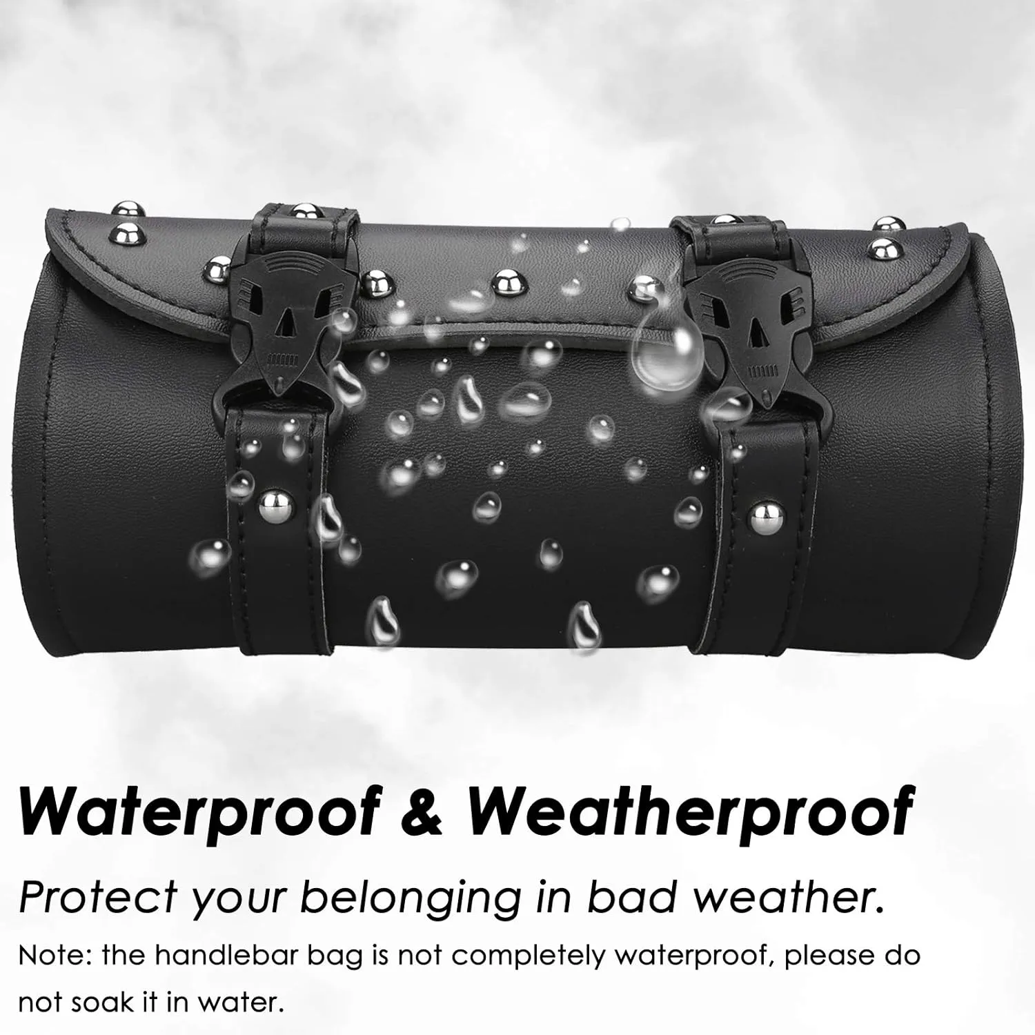 Neween Motorcycle Tool Bag, Motorcycle Fork Bag PU Leather Universal Saddlebag Front Fork Handlebar Sissybar Storage Roll Pouch for Sportster, Scooter (Medium, Black)
