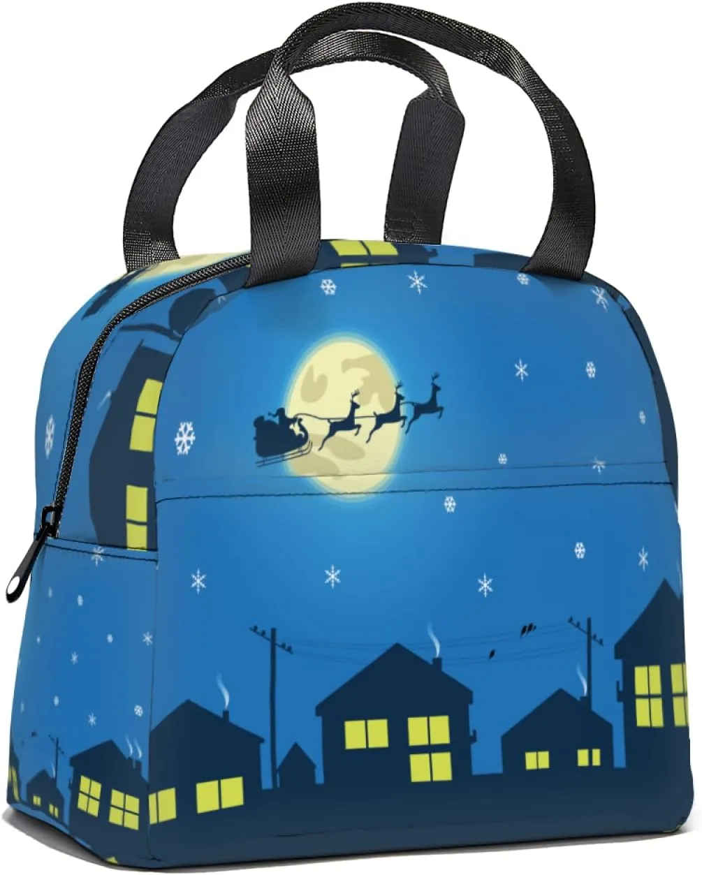 Night Lunch Tote Bag Lunch Box,Reusable Insulated Sled Elk Lunch Tote Bag for Women Men,Leakproof Thermal Cooler Sack Handbags for Travel Picnic