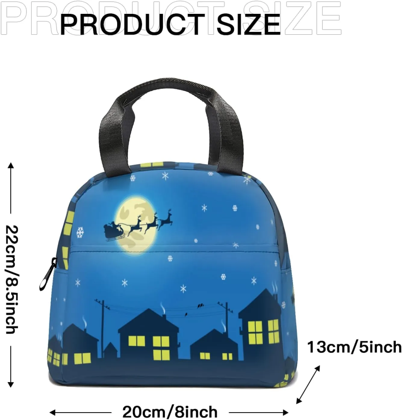 Night Lunch Tote Bag Lunch Box,Reusable Insulated Sled Elk Lunch Tote Bag for Women Men,Leakproof Thermal Cooler Sack Handbags for Travel Picnic