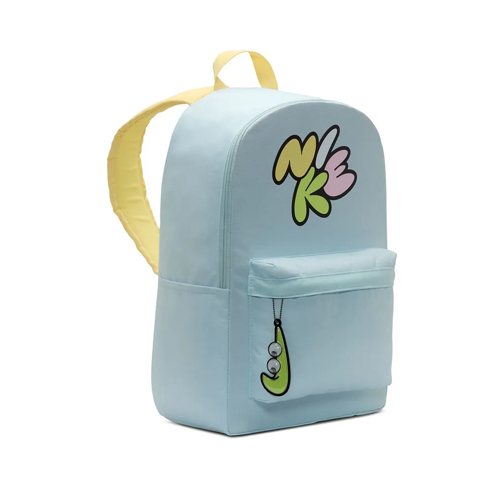 Nike | Heritage Swooshy 25 Litre Backpack. Glacier Blue/Soft Yellow/Lemon Twist