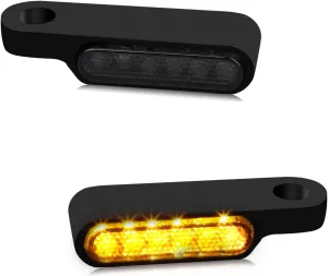 NTHREEAUTO Handlebar LED Turn Signals Mini Motorcycle Blinkers Handle Bar Marker Light Compatible with Harley Dyna Sportster 883 Road King Electra Glide Softail Fat Bob