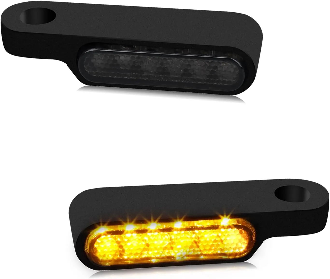 NTHREEAUTO Handlebar LED Turn Signals Mini Motorcycle Blinkers Handle Bar Marker Light Compatible with Harley Dyna Sportster 883 Road King Electra Glide Softail Fat Bob