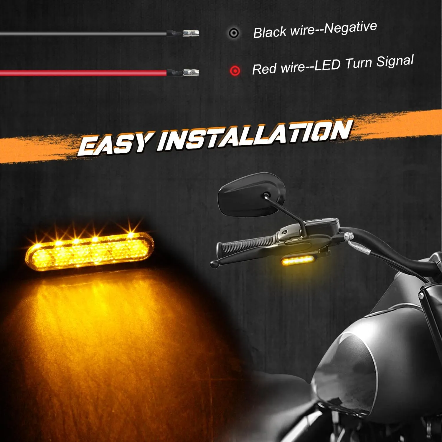 NTHREEAUTO Handlebar LED Turn Signals Mini Motorcycle Blinkers Handle Bar Marker Light Compatible with Harley Dyna Sportster 883 Road King Electra Glide Softail Fat Bob