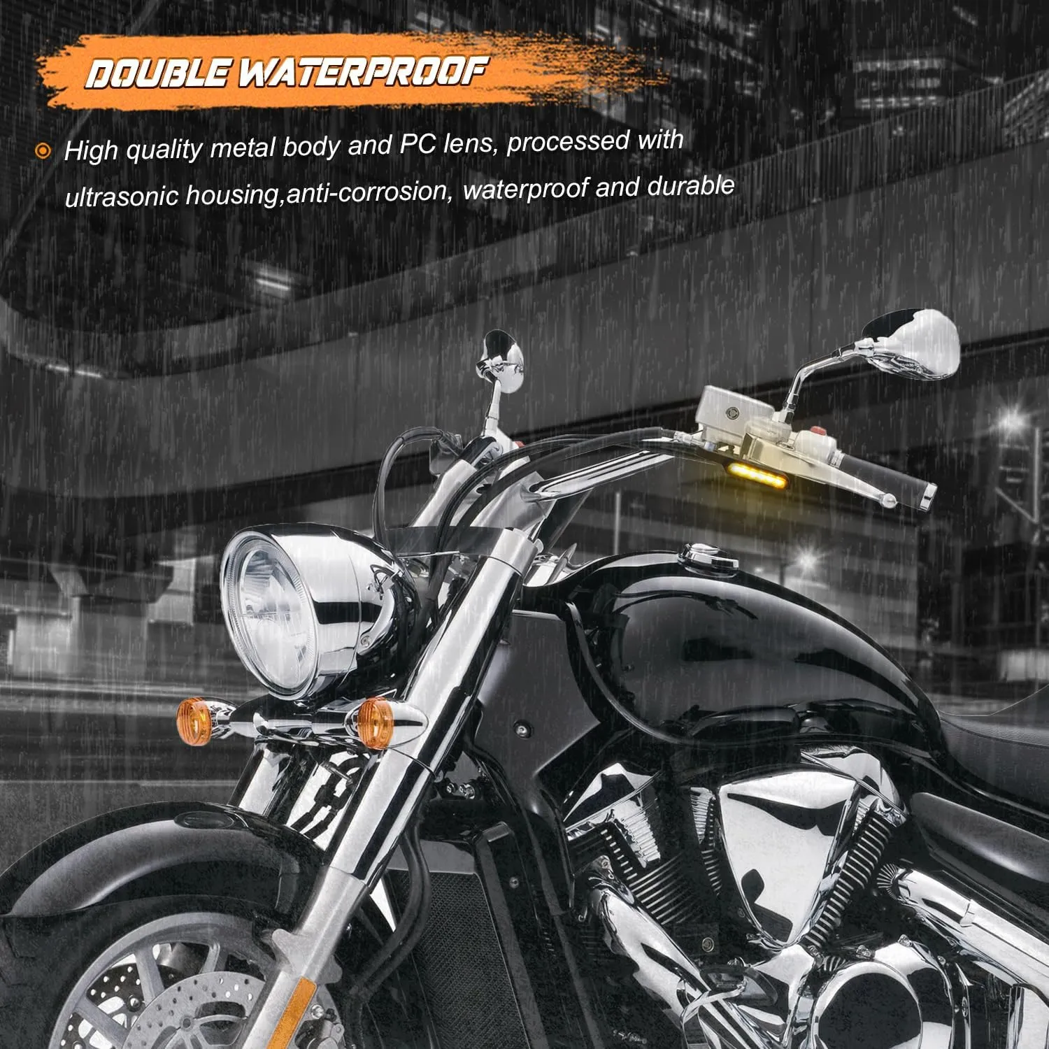 NTHREEAUTO Handlebar LED Turn Signals Mini Motorcycle Blinkers Handle Bar Marker Light Compatible with Harley Dyna Sportster 883 Road King Electra Glide Softail Fat Bob
