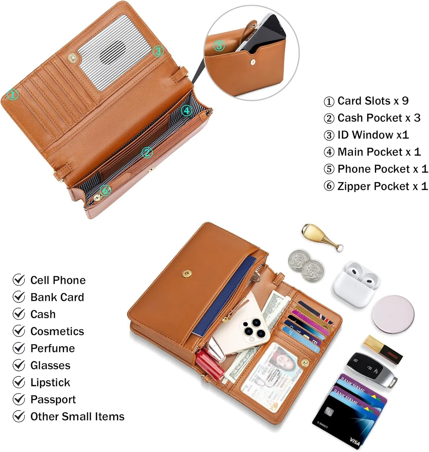nuoku Small Crossbody Bags for Women, Small Crossbody Purse with Card Slots, Cell Phone Purse for Women with Phone Pocket