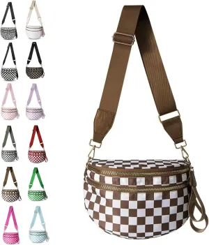 Nuvore Crossbody Bag, Nuvore ComfortBag, Checkered Bum Handbags with Shoulder Strap, Fashion Large Capacity Sports Bag