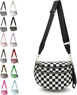Nuvore Crossbody Bag, Nuvore ComfortBag, Checkered Bum Handbags with Shoulder Strap, Fashion Large Capacity Sports Bag