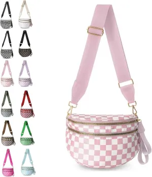 Nuvore Crossbody Bag, Nuvore ComfortBag, Checkered Bum Handbags with Shoulder Strap, Fashion Large Capacity Sports Bag