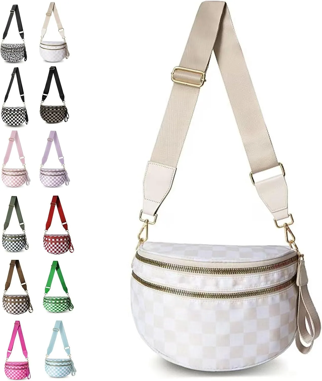 Nuvore Crossbody Bag, Nuvore ComfortBag, Checkered Bum Handbags with Shoulder Strap, Fashion Large Capacity Sports Bag