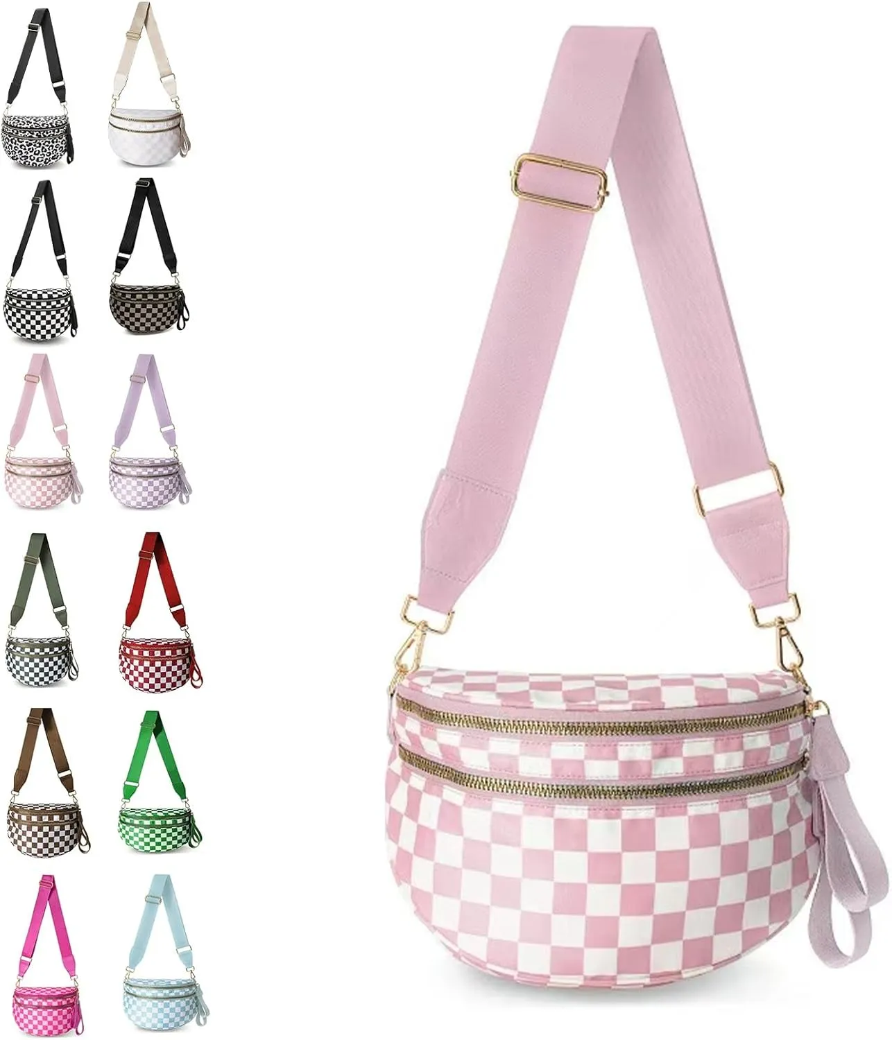 Nuvore Crossbody Bag, Nuvore ComfortBag, Checkered Bum Handbags with Shoulder Strap, Fashion Large Capacity Sports Bag