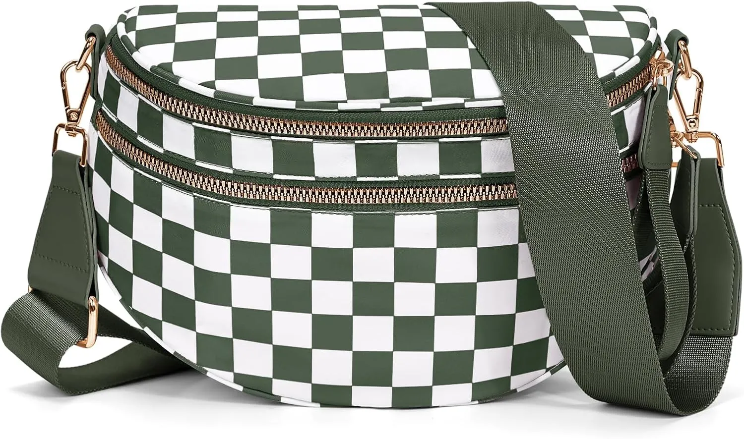 Nylon Crossbody Bag for Women,Checkered Bum Bag Checkered Black and White Handbags Wallets Oversized Slouchy Belt Bag