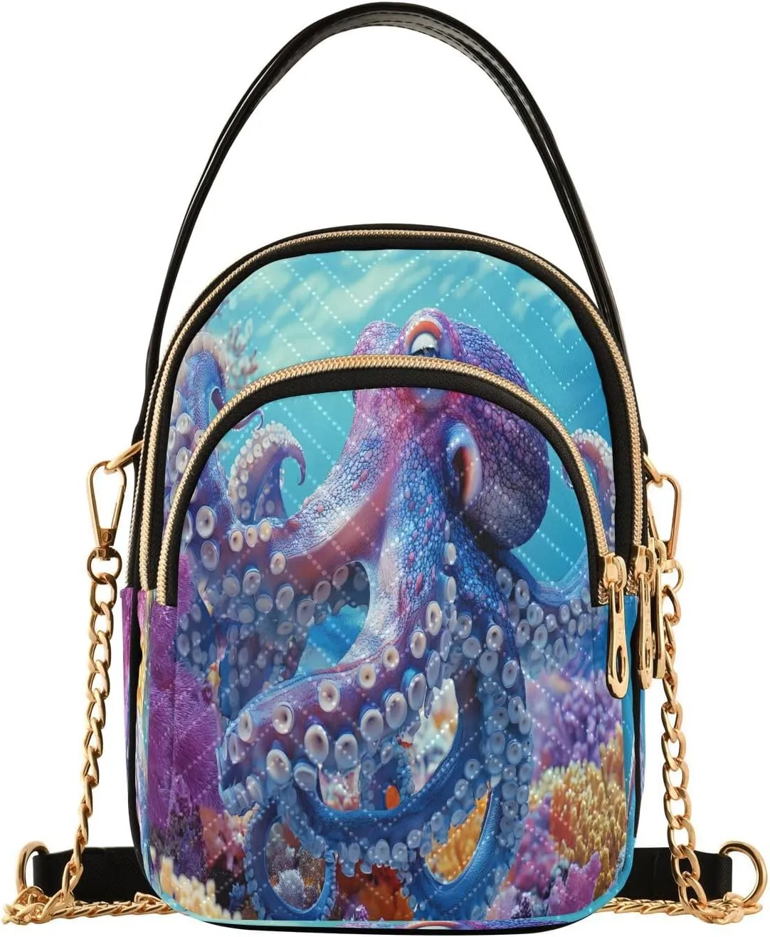 Octopus Coral Reef Stylish Crossbody Bag for Women Mini Cell Phone Purse Women's Shoulder Handbag