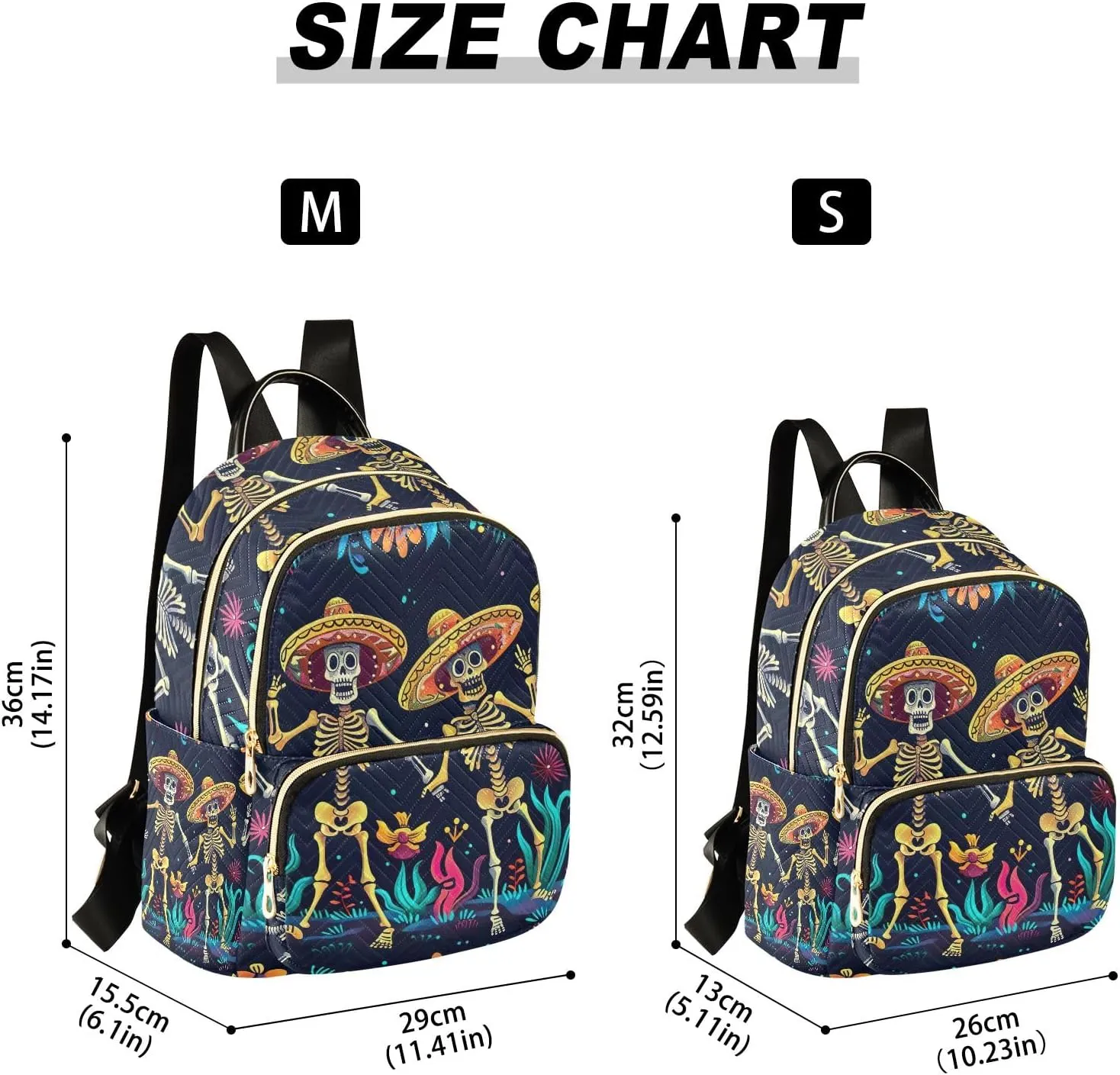 ODAWA Quilted Backpack Cinco De Mayo Dancing Cute Skeletons Purse Backpack for Women Small Travel Backpack with Luggage Strap