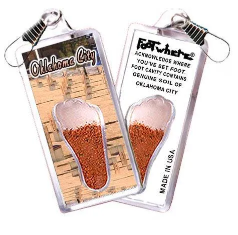 Oklahoma City FootWhere® Souvenir Zipper-Pull. Made in USA