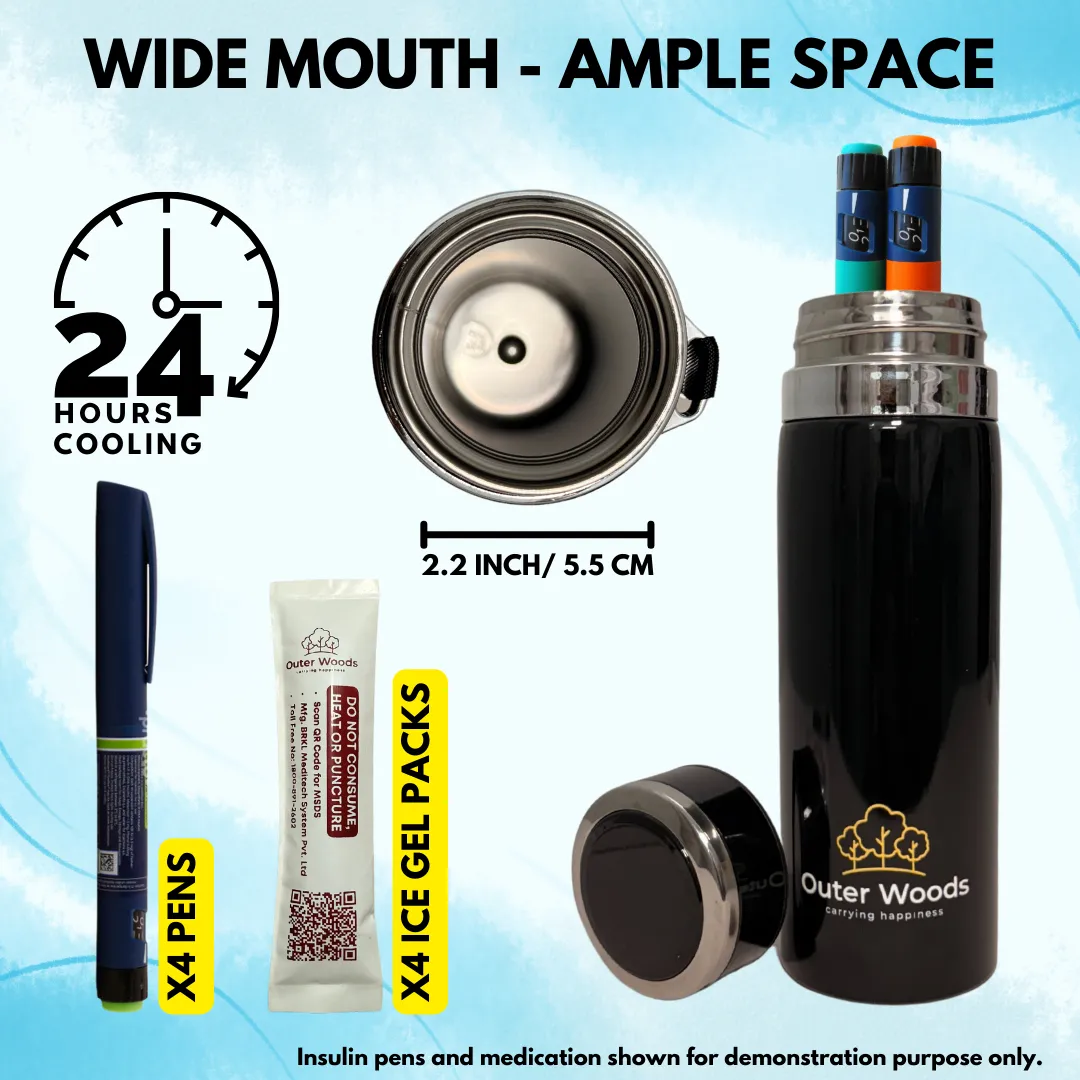 Outer Woods Insulated Insulin Bottle Cooler Travel Case - Medium - Fits upto 7.1 Inch Insulin Pens