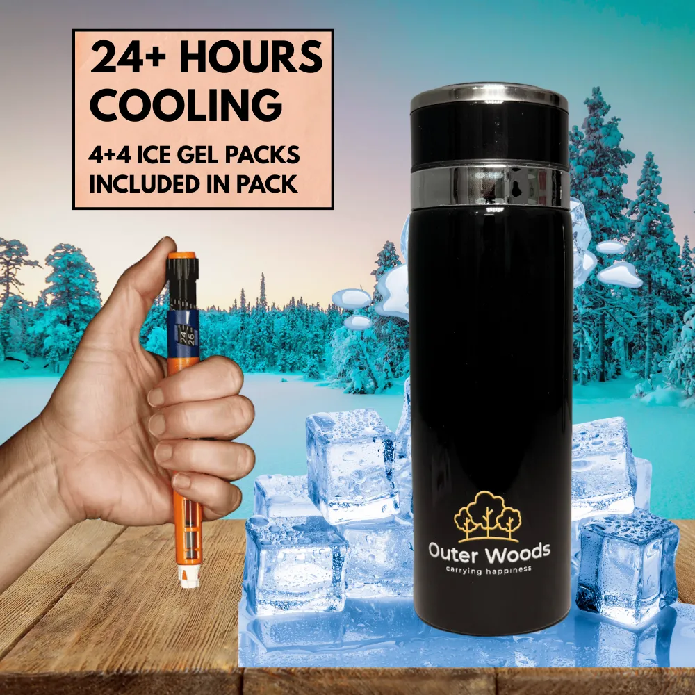 Outer Woods Insulated Insulin Bottle Cooler Travel Case - Medium - Fits upto 7.1 Inch Insulin Pens