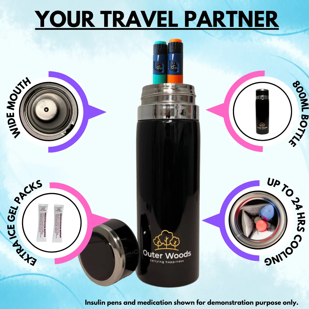 Outer Woods Insulated Insulin Bottle Cooler Travel Case - Medium - Fits upto 7.1 Inch Insulin Pens