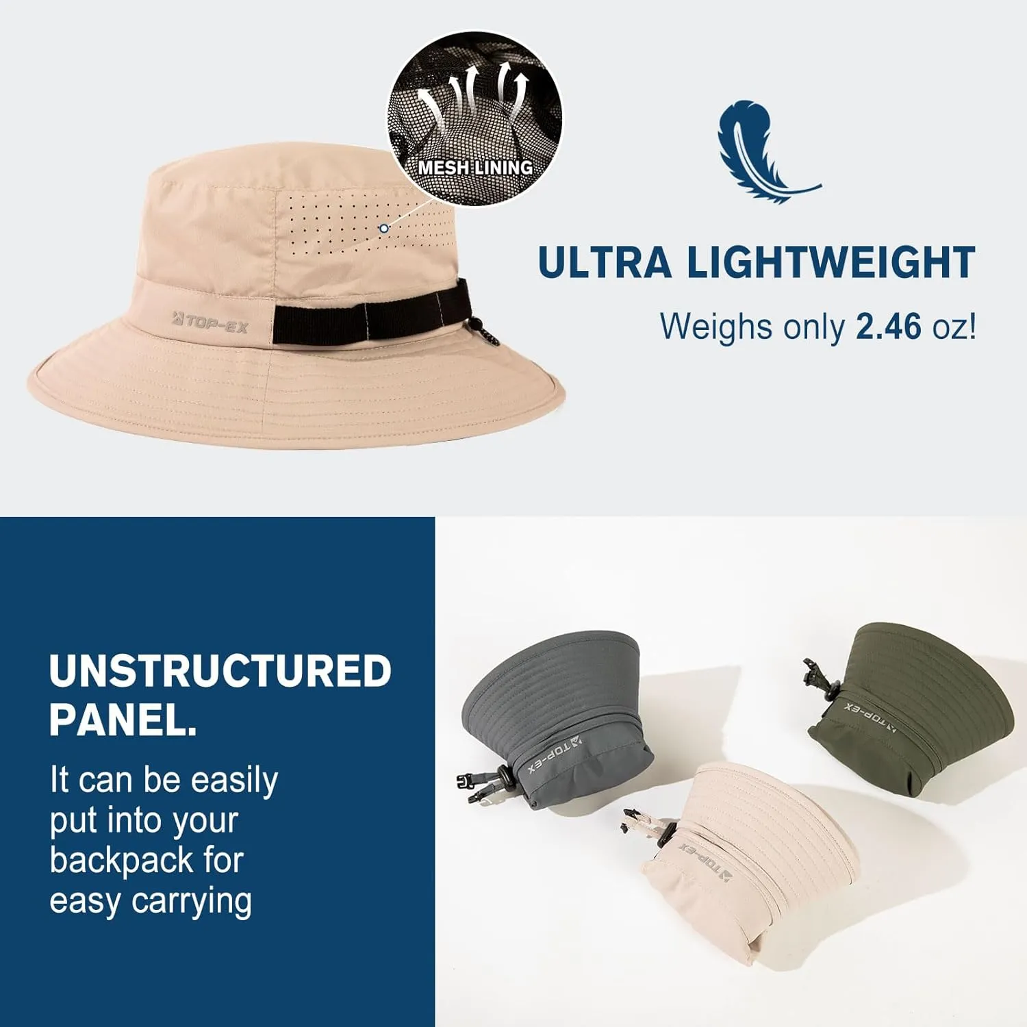 Oversized XL XXL Men's Cooling UPF 50 Sun Hat Lightweight Foldable Wide Brim Bucket Boonie Golf Hiking Fishing