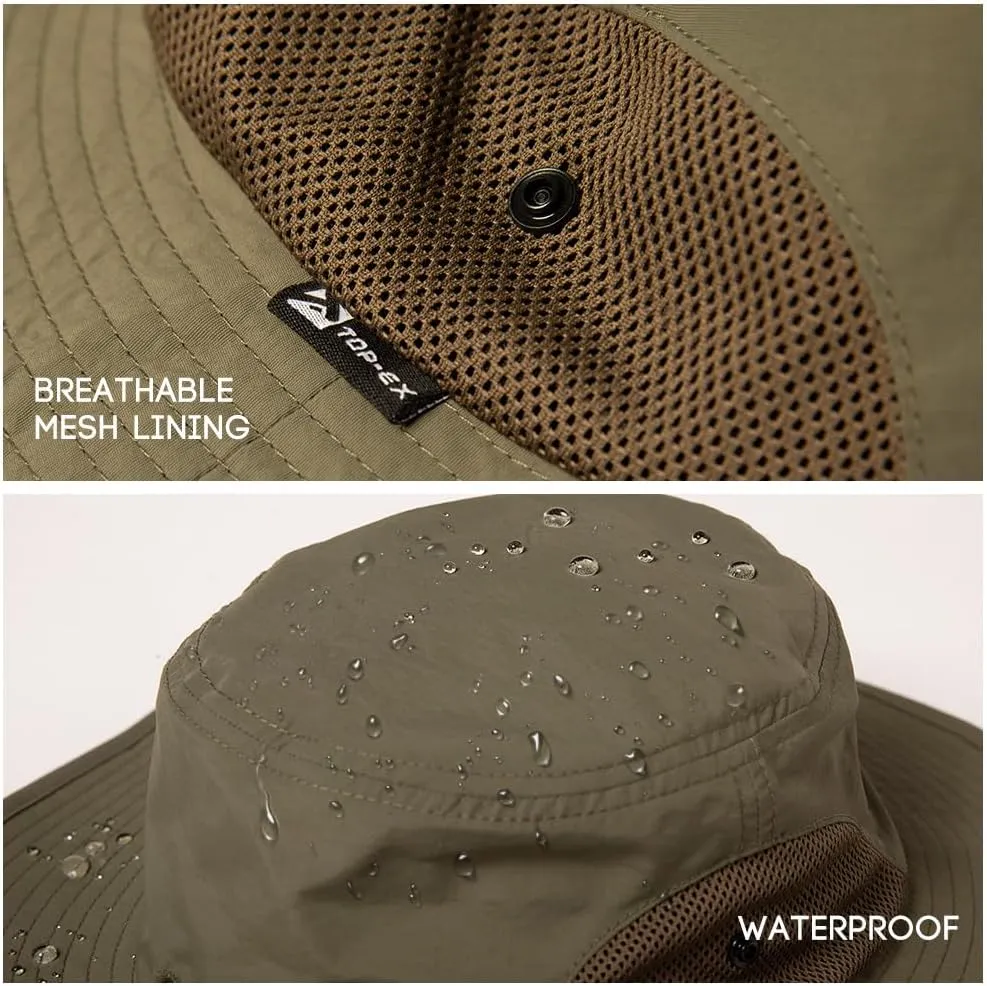 Oversized XL XXL Mens Waterproof UPF50  Golf Bucket Sun Hats Big Head Boonie Safari Wide Brim Fishing