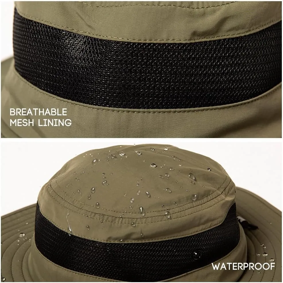 Oversized XL XXL Mens Waterproof UPF50  Golf Bucket Sun Hats Big Head Boonie Safari Wide Brim Fishing