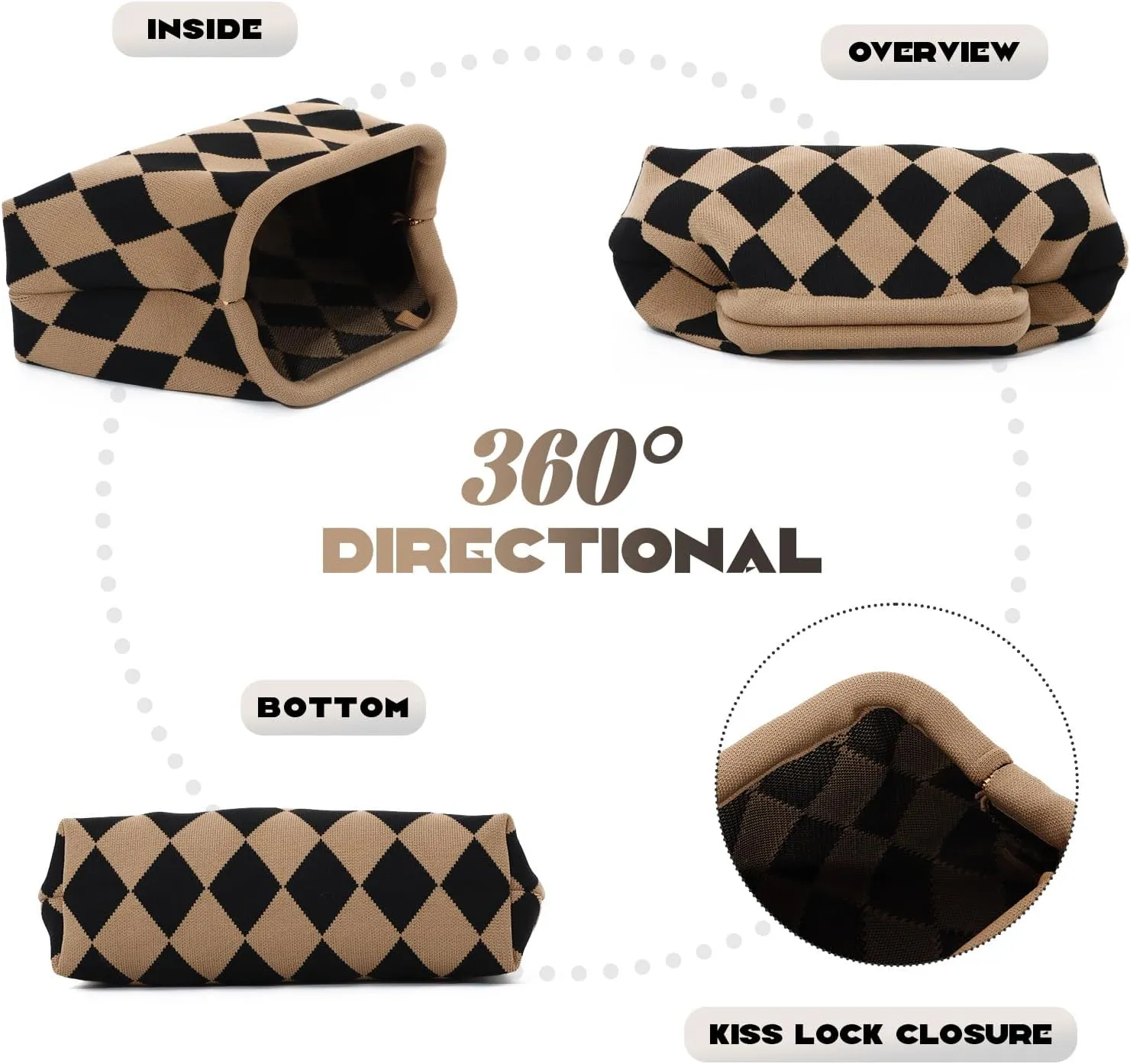 Oweisong Woven Clutch Purse for Women Summer Beach Bag Casual Colorblock Evening Handbags Vacation Bag with Chain