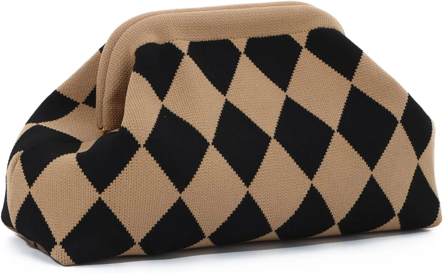 Oweisong Woven Clutch Purse for Women Summer Beach Bag Casual Colorblock Evening Handbags Vacation Bag with Chain