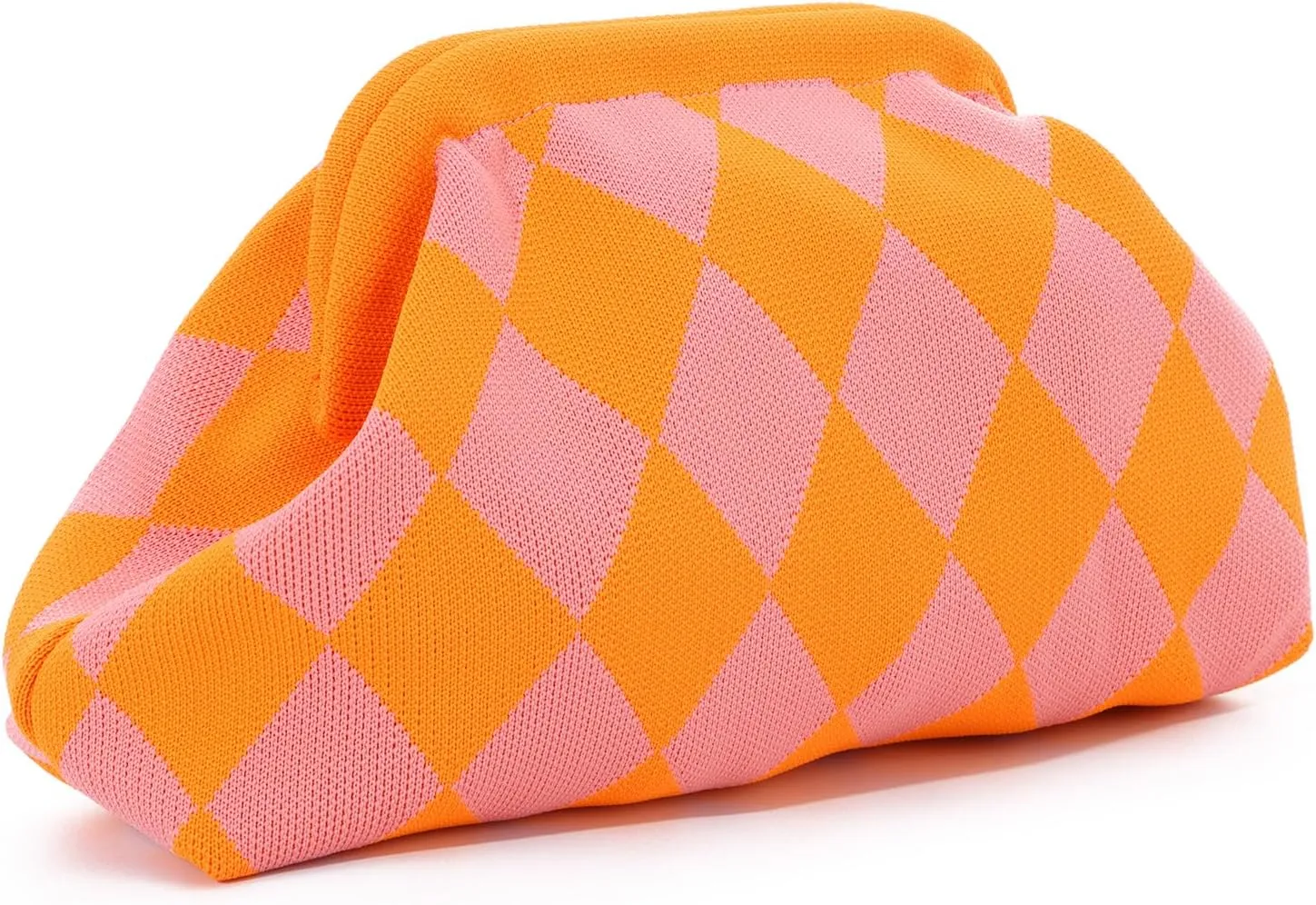 Oweisong Woven Clutch Purse for Women Summer Beach Bag Casual Colorblock Evening Handbags Vacation Bag with Chain