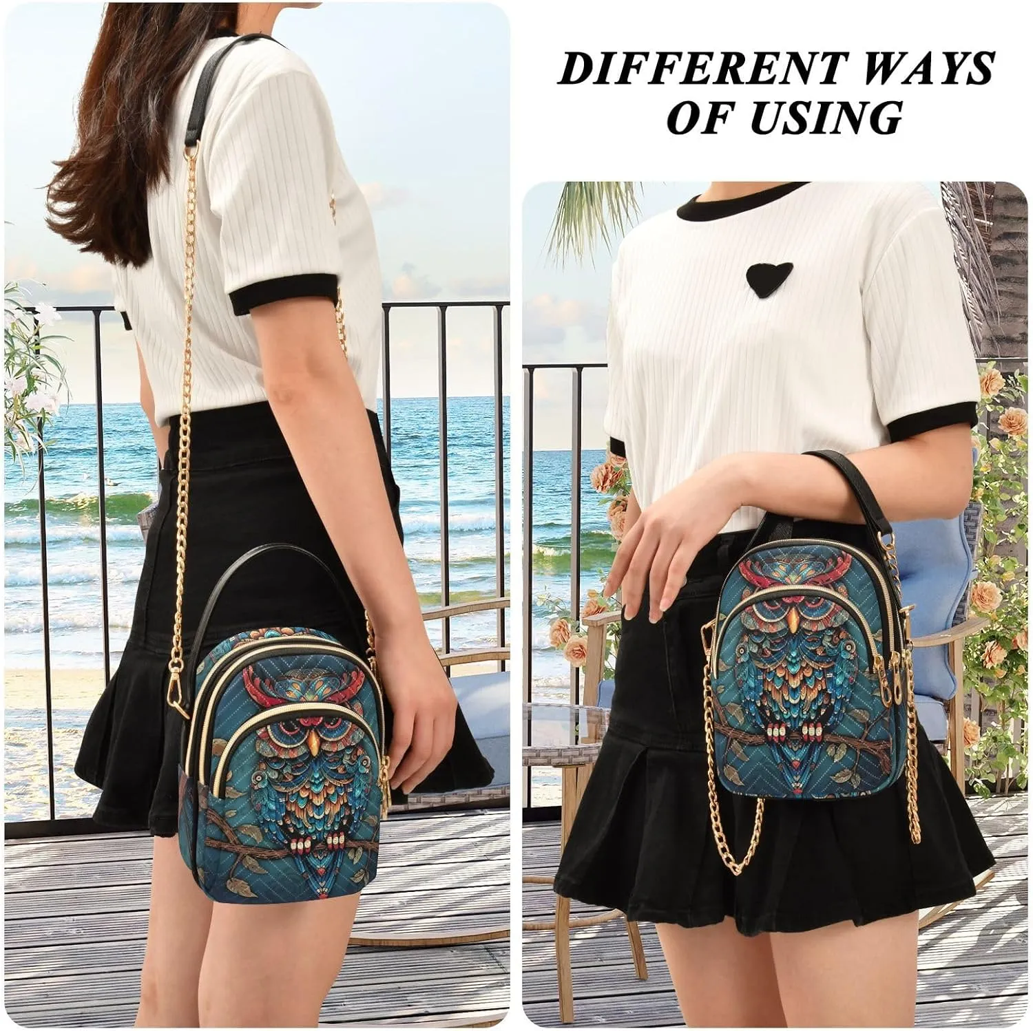 Owl in the Blue Women Crossbody Bags, Lightweight Crossbody Bag Small Handbags for Women Crossbody