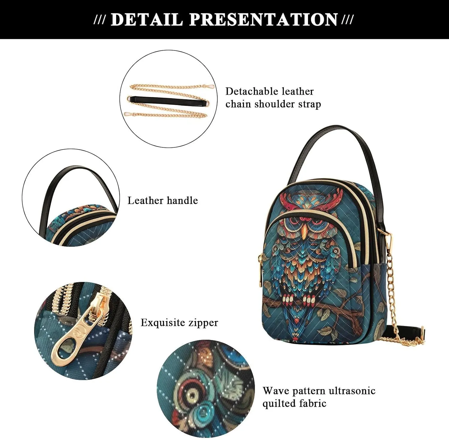Owl in the Blue Women Crossbody Bags, Lightweight Crossbody Bag Small Handbags for Women Crossbody