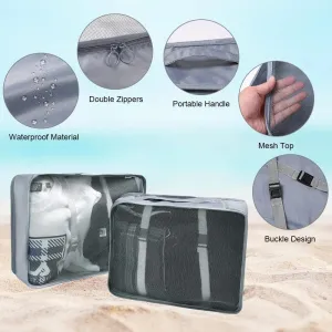 Packing Cubes For Suitcase, 8pcs Set Travel Organizer Bags, Waterproof (Grey)