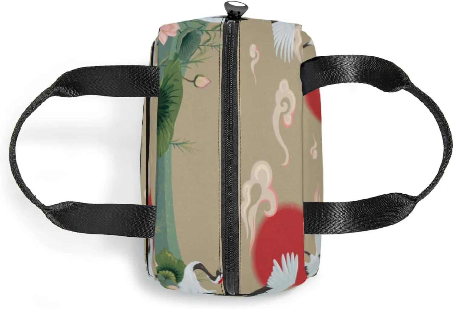 Painted Lunch Bag Women, Crane Field Adult Lunch Box with Side Pockets,Reusable Insulated Lunch Tote Bags Handbags Perfect for Adult Travel Picnic