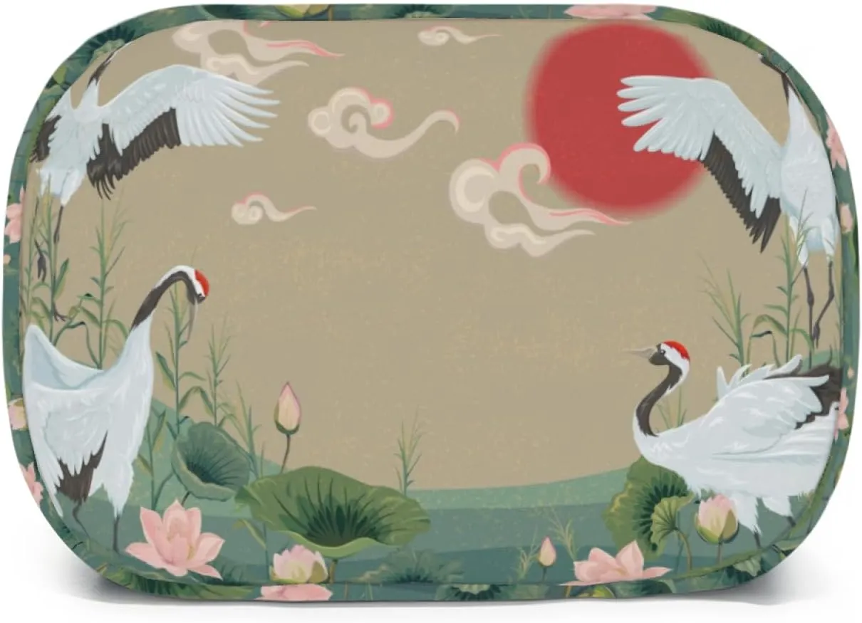 Painted Lunch Bag Women, Crane Field Adult Lunch Box with Side Pockets,Reusable Insulated Lunch Tote Bags Handbags Perfect for Adult Travel Picnic