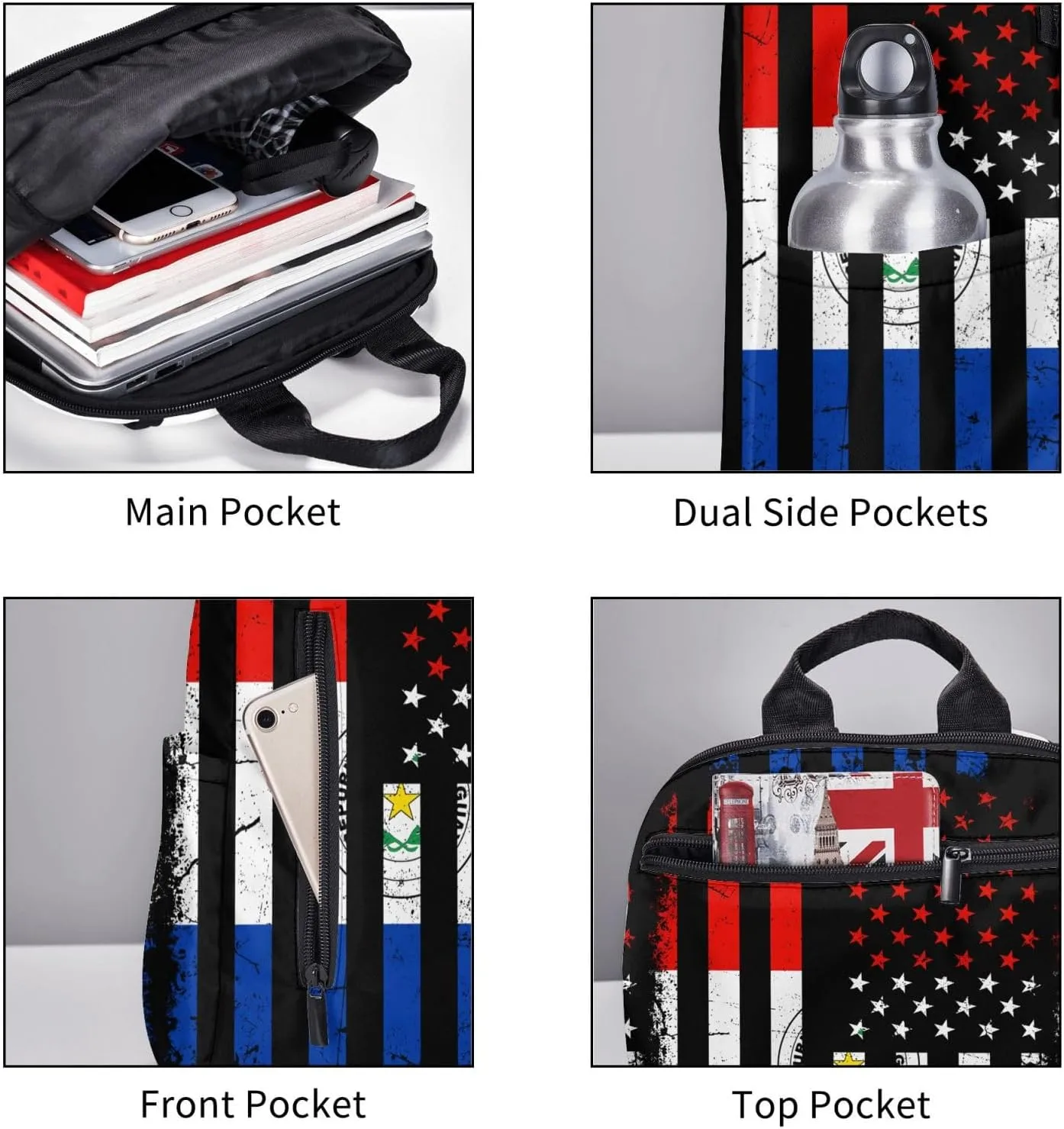 Paraguayan American Flag Paraguay Roots America Travel Backpacks Casual Laptop Backpack Sport Rucksack Large Capacity Daypack Multi-Pockets Adjustable Strap Bag for Working Hiking