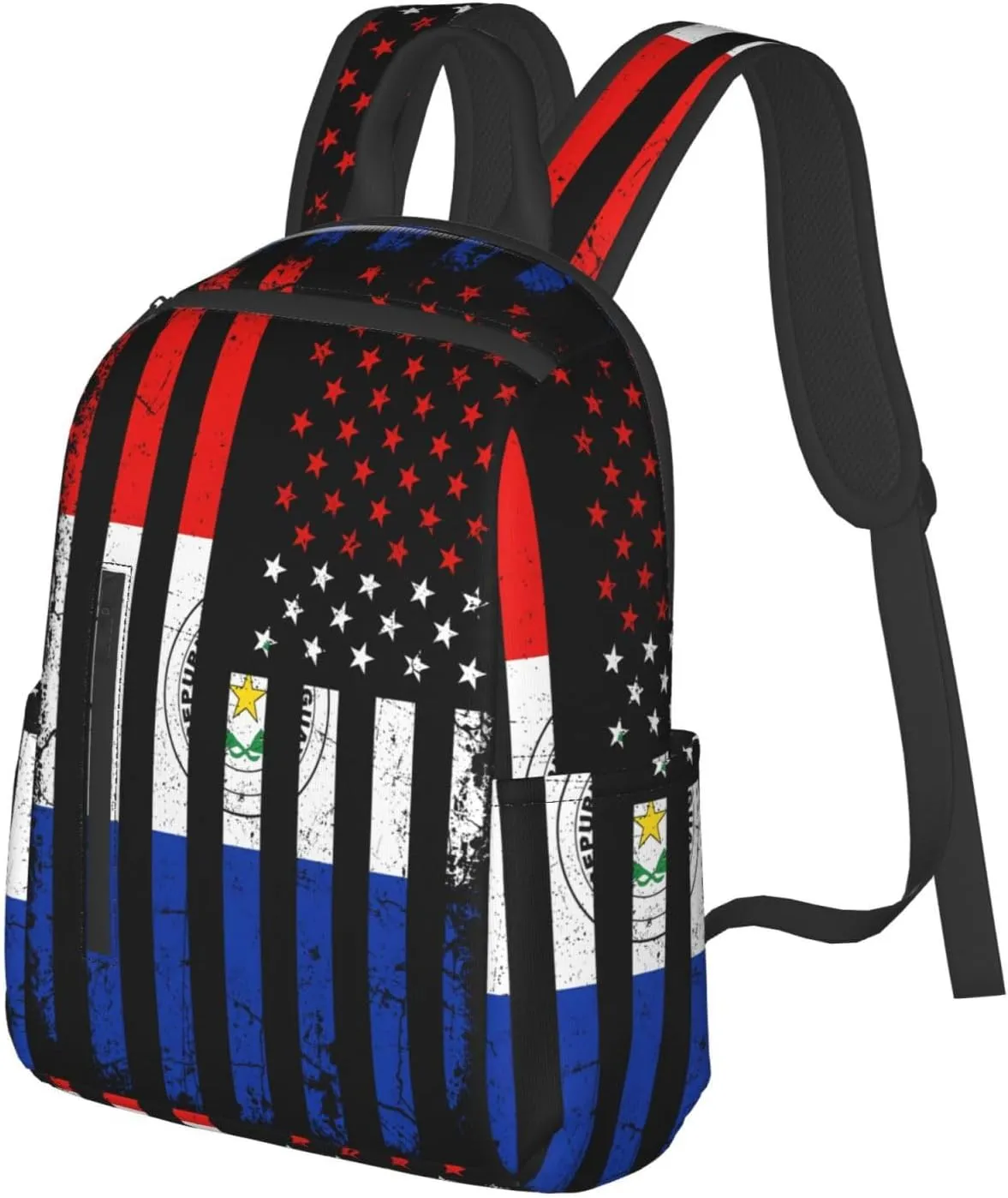 Paraguayan American Flag Paraguay Roots America Travel Backpacks Casual Laptop Backpack Sport Rucksack Large Capacity Daypack Multi-Pockets Adjustable Strap Bag for Working Hiking