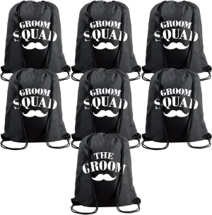 PartyGifts&beyond 7Pack Groomsmen Gift Bags With Drawstring Groom Squad Drawstring Bags for Bachelore Party and Wedding(Beard)