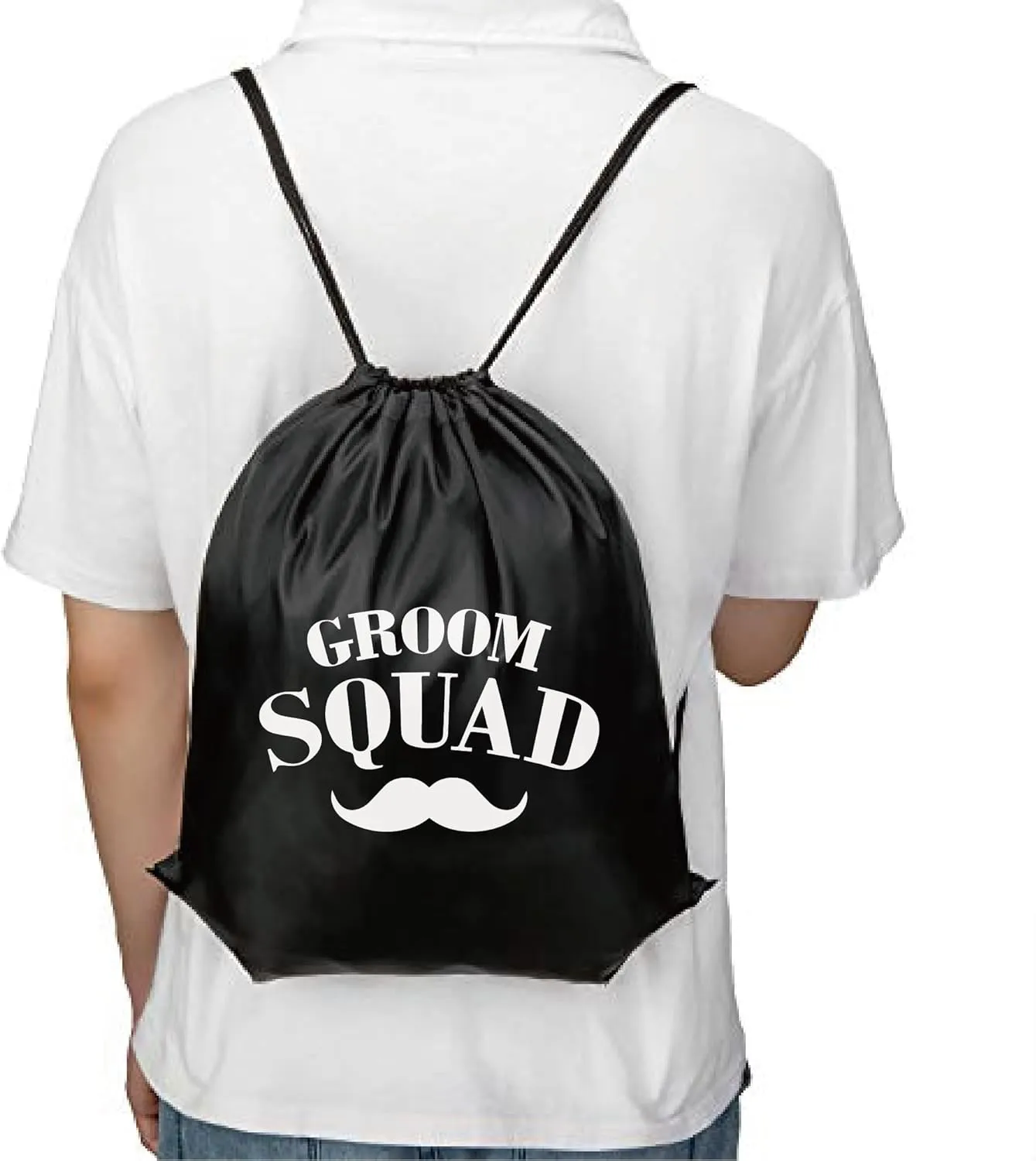 PartyGifts&beyond 7Pack Groomsmen Gift Bags With Drawstring Groom Squad Drawstring Bags for Bachelore Party and Wedding(Beard)