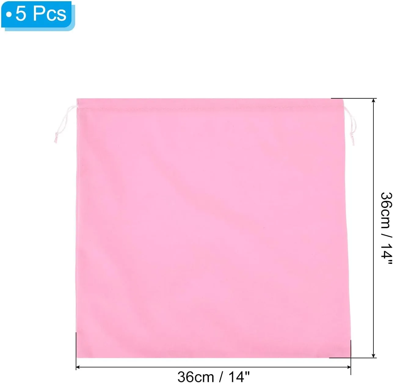 PATIKIL Large Velvet Bags With Drawstrings, 5 Pack 14 x 14 Inch Hair Dryer Bag Treat Bag Dust Bag Hotel Storage Bag for Travel Luggage Packing, Pink
