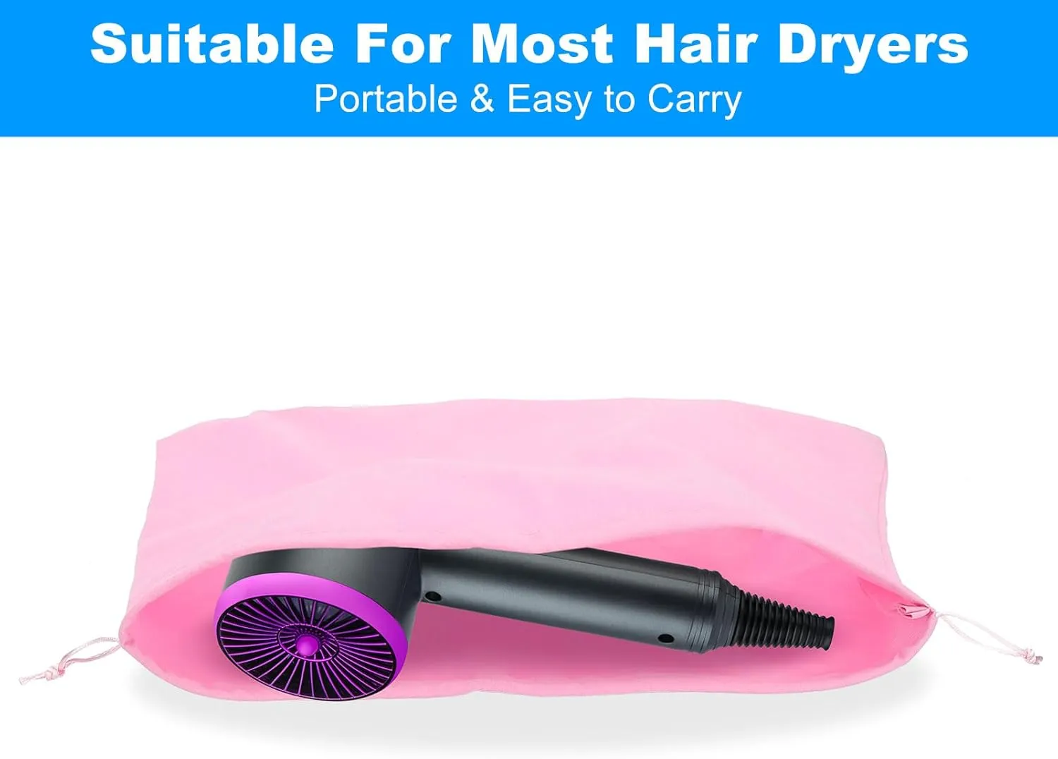 PATIKIL Large Velvet Bags With Drawstrings, 5 Pack 14 x 14 Inch Hair Dryer Bag Treat Bag Dust Bag Hotel Storage Bag for Travel Luggage Packing, Pink