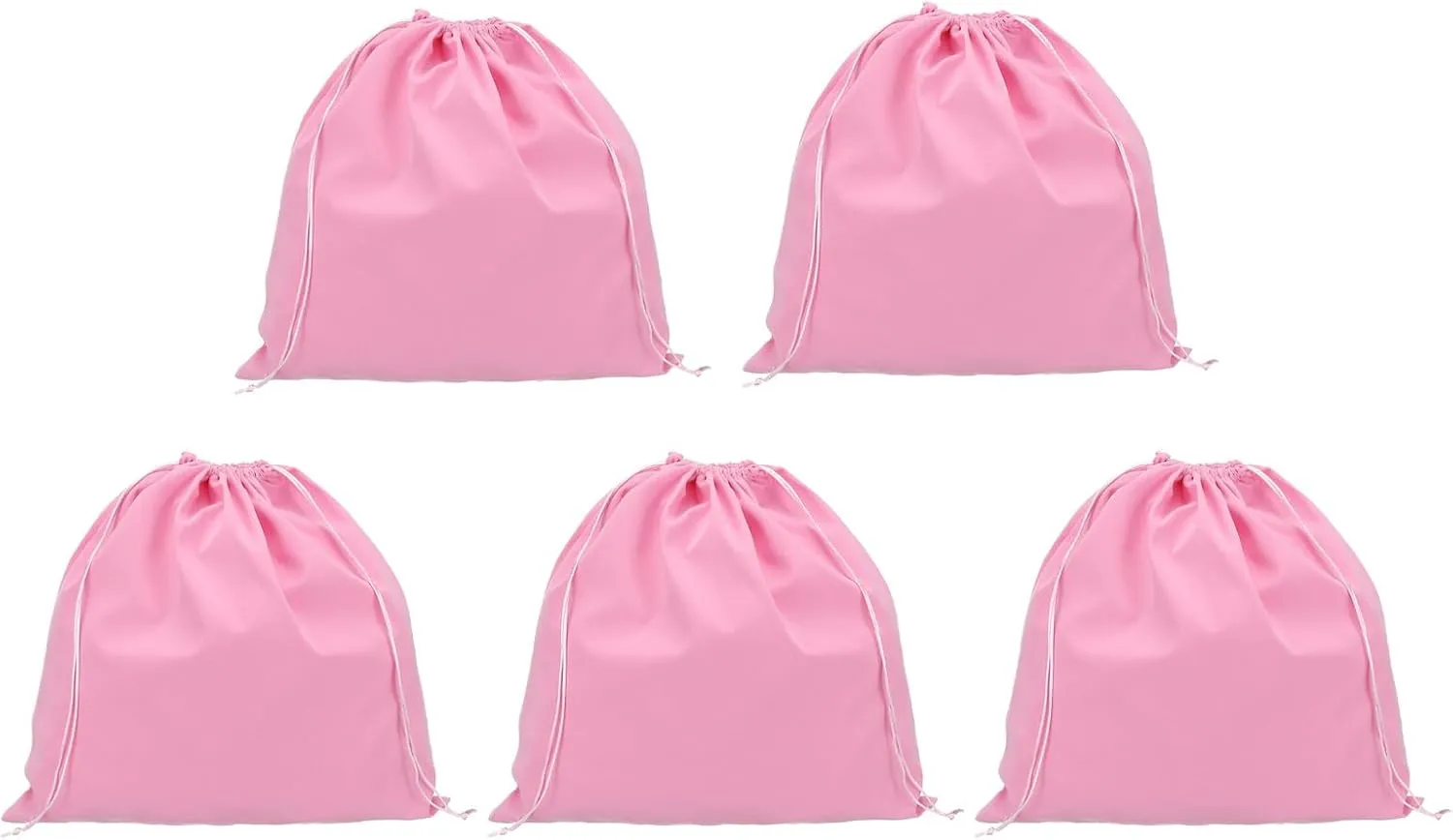 PATIKIL Large Velvet Bags With Drawstrings, 5 Pack 14 x 14 Inch Hair Dryer Bag Treat Bag Dust Bag Hotel Storage Bag for Travel Luggage Packing, Pink