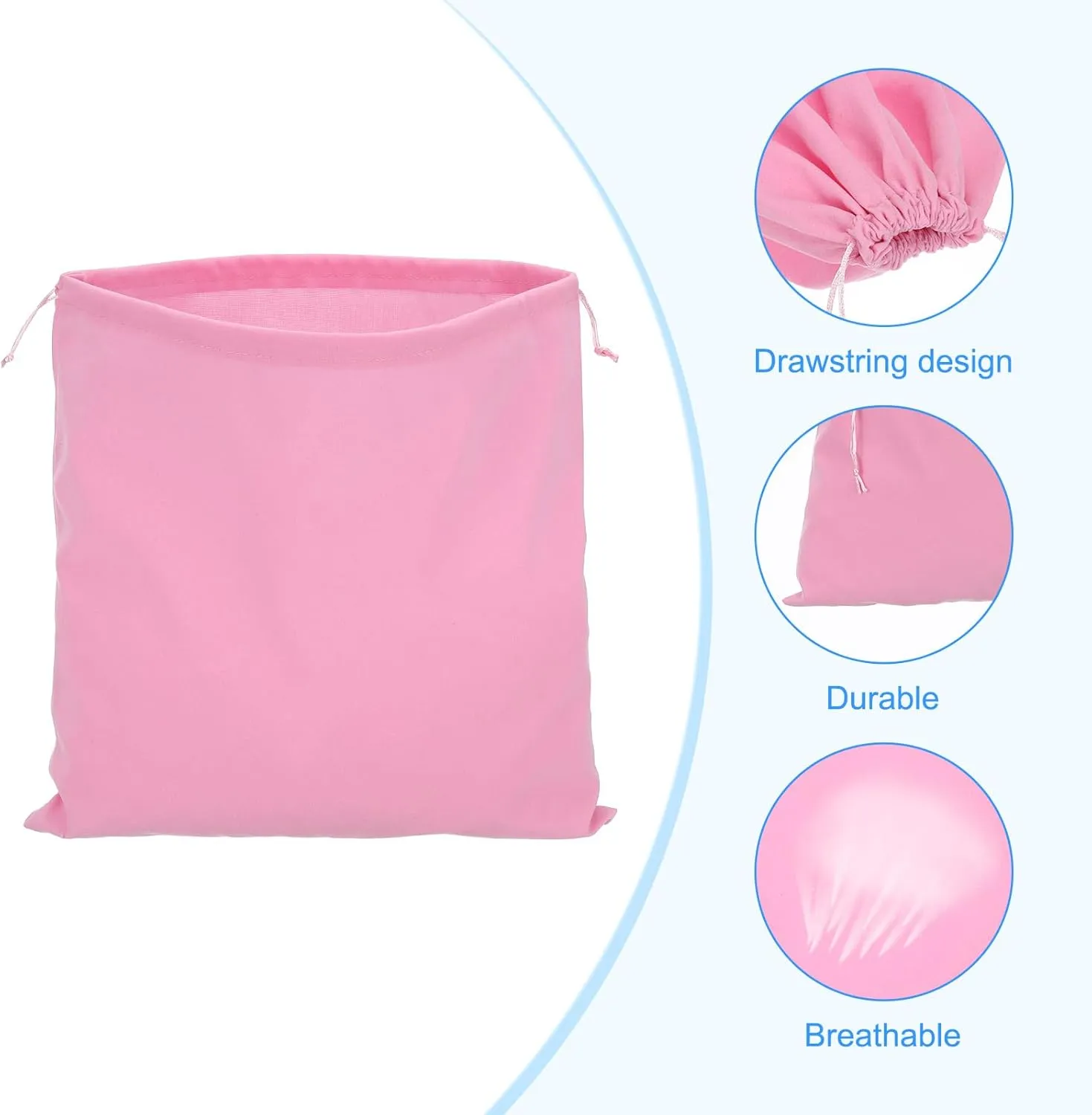 PATIKIL Large Velvet Bags With Drawstrings, 5 Pack 14 x 14 Inch Hair Dryer Bag Treat Bag Dust Bag Hotel Storage Bag for Travel Luggage Packing, Pink