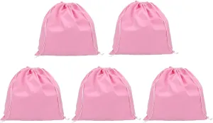 PATIKIL Large Velvet Bags With Drawstrings, 5 Pack 14 x 14 Inch Hair Dryer Bag Treat Bag Dust Bag Hotel Storage Bag for Travel Luggage Packing, Pink