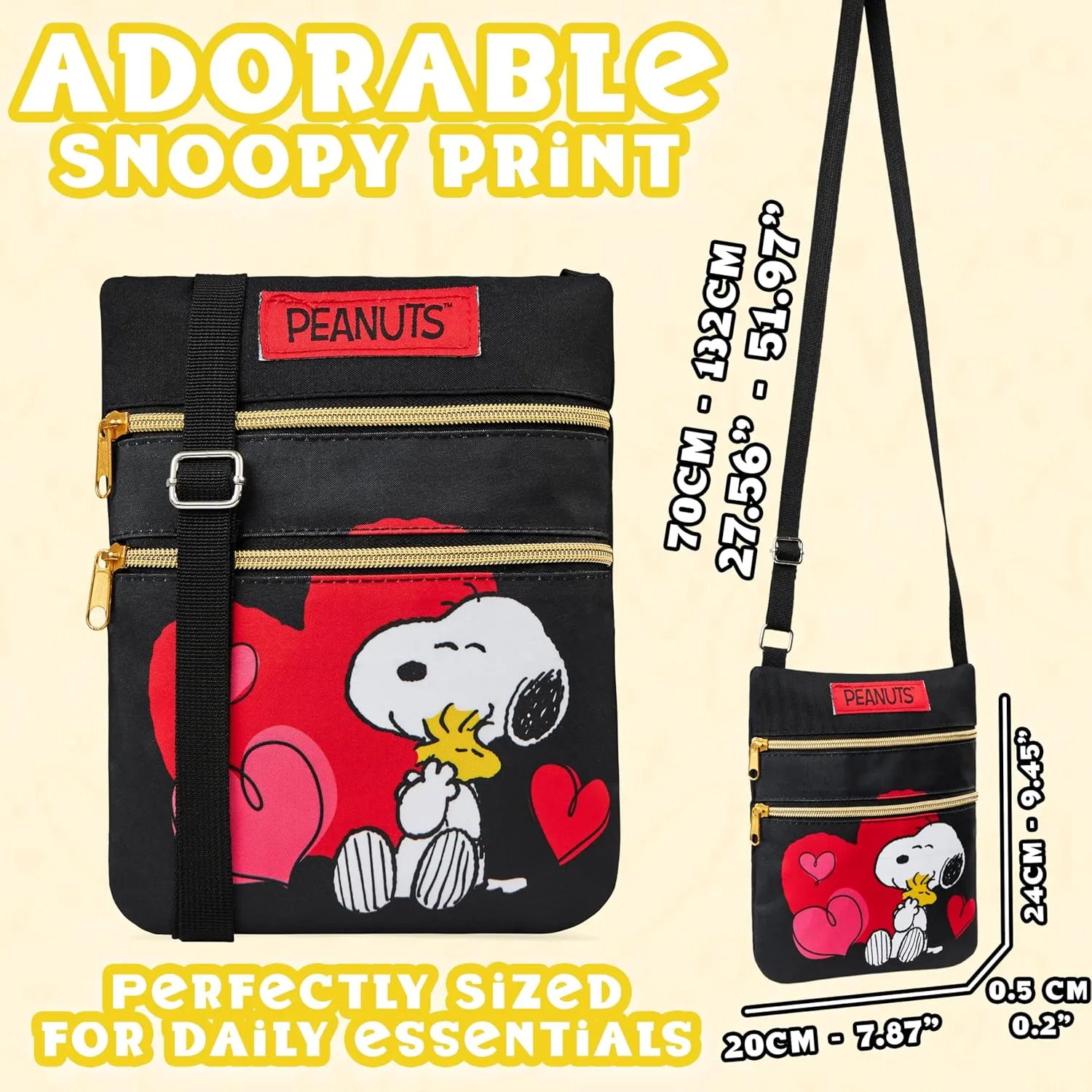 Peanuts Snoopy Crossbody Bag Girls Purse for Kids Teens Women Fashion Shoulder Bag
