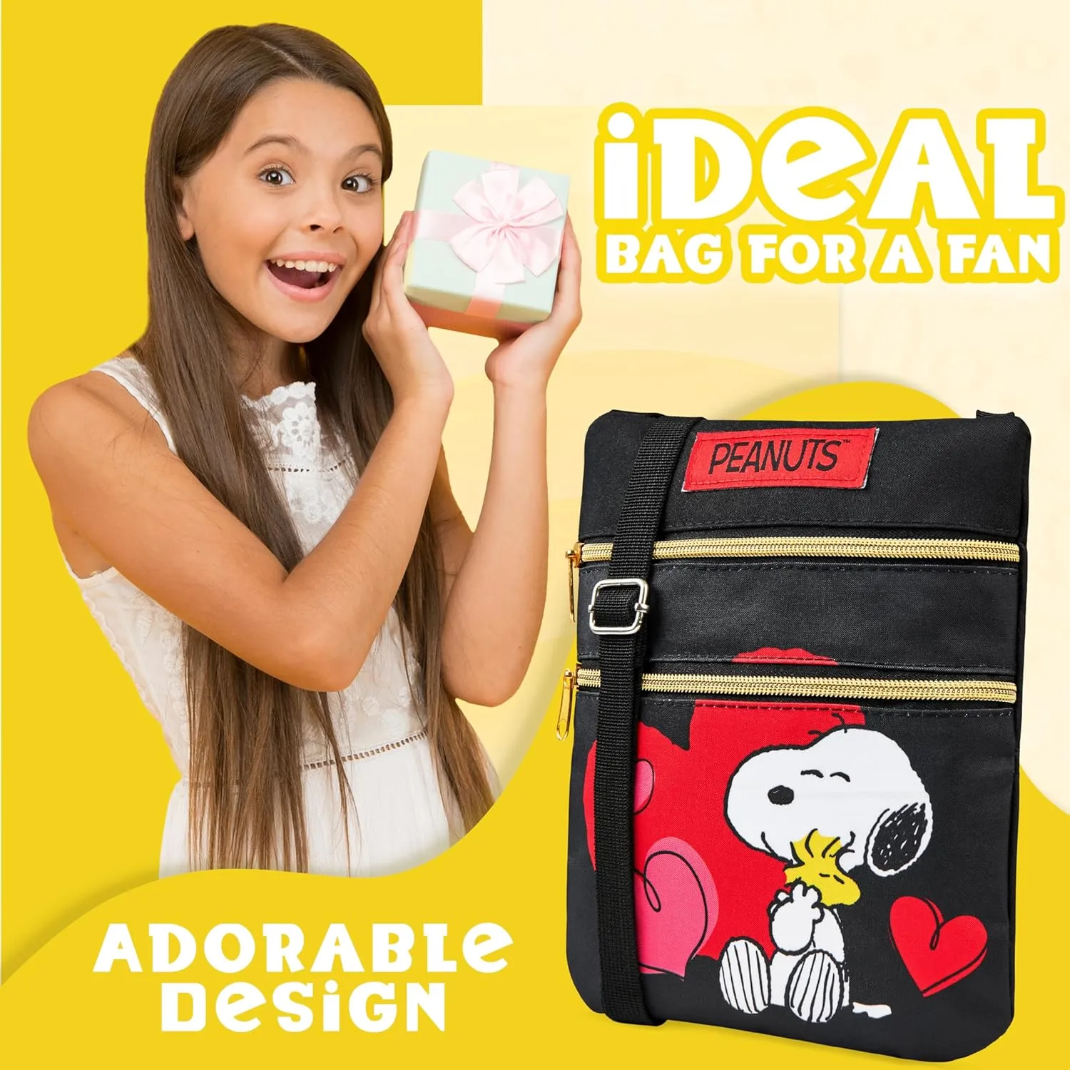 Peanuts Snoopy Crossbody Bag Girls Purse for Kids Teens Women Fashion Shoulder Bag
