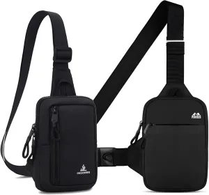 Peicees Small Crossbody Bag for Men Women Mini Sling Bag Travel Running Phone Daypack Cross Body Shoulder Bags, Black and Black